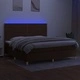 Боксспринг легло с матрак и LED, тъмнокафява, 200x200 см, плат
