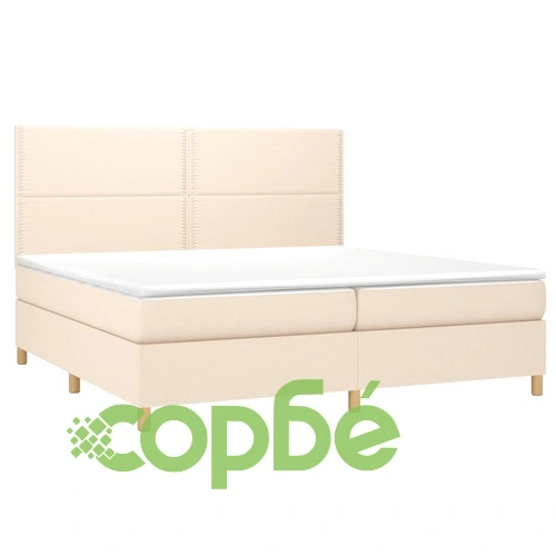 Боксспринг легло с матрак и LED, кремава, 200x200 см, плат ➤ топ цена ➤ sorbe.bg