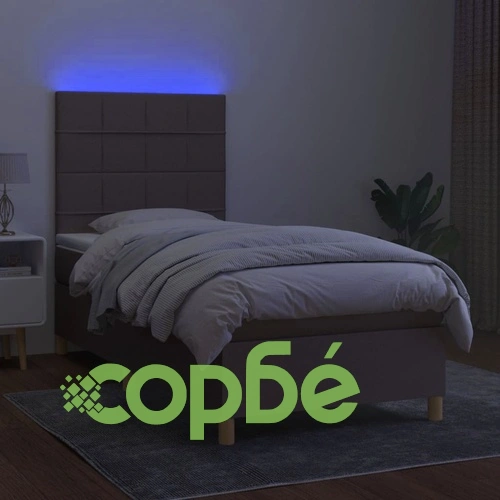 Боксспринг легло с матрак и LED, таупе, 80x200 см, плат ➤ топ цена ➤ sorbe.bg