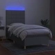 Боксспринг легло с матрак и LED, светлосиво, 90x190 см, плат