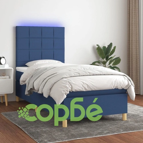 Боксспринг легло с матрак и LED, синя, 90x190 см, плат ➤ топ цена ➤ sorbe.bg