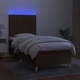 Боксспринг легло с матрак и LED, тъмнокафяво, 100x200 см, плат