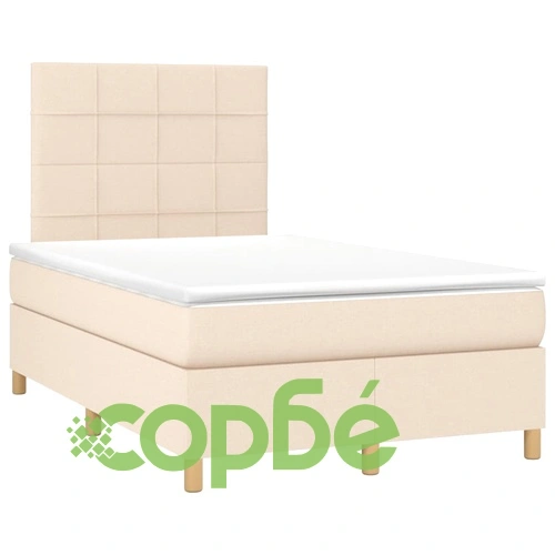 Боксспринг легло с матрак и LED, кремаво, 120x200 см, плат ➤ топ цена ➤ sorbe.bg