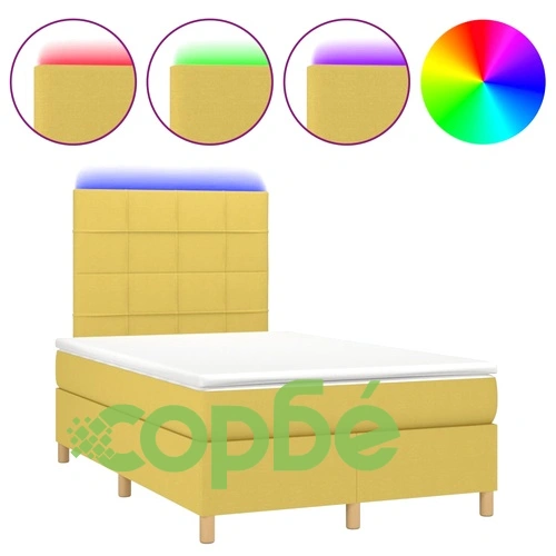 Боксспринг легло с матрак и LED, зелено, 120x200 см, плат ➤ топ цена ➤ sorbe.bg