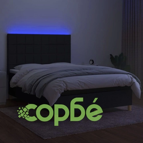 Боксспринг легло с матрак и LED, черно, 140x190 см, плат ➤ топ цена ➤ sorbe.bg