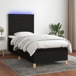 Боксспринг легло с матрак и LED, черно, 80x200 см, плат