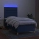 Боксспринг легло с матрак и LED, синьо, 80x200 см, плат