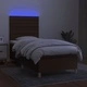 Боксспринг легло с матрак и LED, тъмнокафяво, 100x200 см, плат