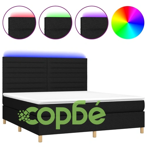 Боксспринг легло с матрак и LED, черно, 160x200 см, плат ➤ топ цена ➤ sorbe.bg