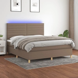Боксспринг легло с матрак и LED, таупе, 180x200 см, плат