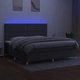 Боксспринг легло с матрак и LED, тъмносиво, 200x200 см, плат