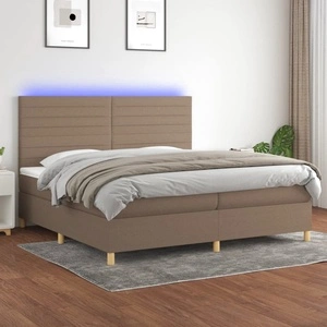 Боксспринг легло с матрак и LED, таупе, 200x200 см, плат