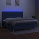 Боксспринг легло с матрак и LED, синя, 200x200 см, плат