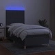 Боксспринг легло с матрак и LED, тъмносиво, 80x200 см, плат