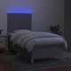 Боксспринг легло с матрак и LED, светлосиво, 90x190 см, плат