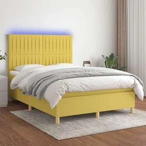 Боксспринг легло с матрак и LED, зелено, 140x200 см, плат