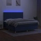 Боксспринг легло с матрак и LED, синьо, 180x200 см, плат