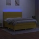 Боксспринг легло с матрак и LED, зелено, 180x200 см, плат
