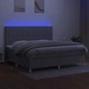 Боксспринг легло с матрак и LED, светлосиво, 200x200 см, плат