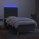 Боксспринг легло с матрак и LED, тъмносиво, 80x200 см, плат