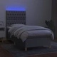 Боксспринг легло с матрак и LED, светлосиво, 90x200 см, плат