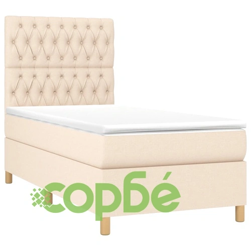 Боксспринг легло с матрак и LED, кремава, 90x200 см, плат ➤ топ цена ➤ sorbe.bg