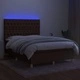 Боксспринг легло с матрак и LED, тъмнокафяво, 140x190 см, плат