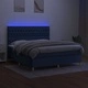 Боксспринг легло с матрак и LED, синьо, 160x200 см, плат