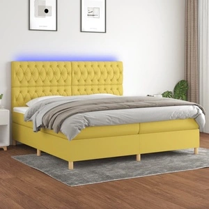 Боксспринг легло с матрак и LED, зелена, 200x200 см, плат