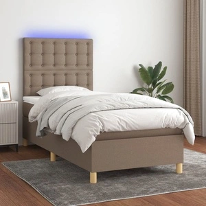 Боксспринг легло с матрак и LED, таупе, 80x200 см, плат