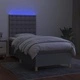 Боксспринг легло с матрак и LED, светлосиво, 90x190 см, плат