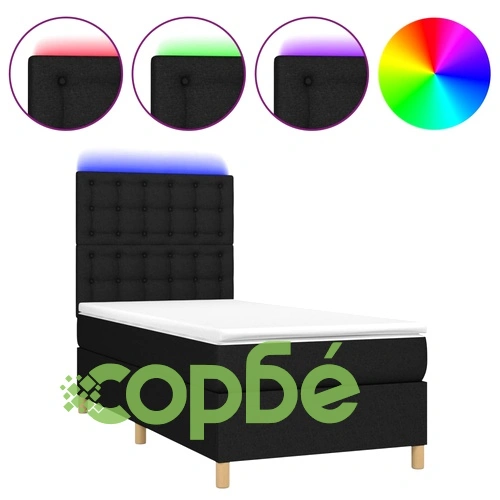 Боксспринг легло с матрак и LED, черна, 90x190 см, плат ➤ топ цена ➤ sorbe.bg