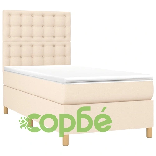 Боксспринг легло с матрак и LED, кремава, 90x200 см, плат ➤ топ цена ➤ sorbe.bg