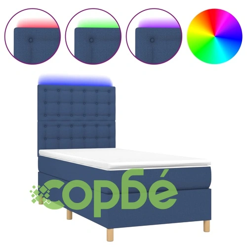 Боксспринг легло с матрак и LED, синя, 90x200 см, плат ➤ топ цена ➤ sorbe.bg
