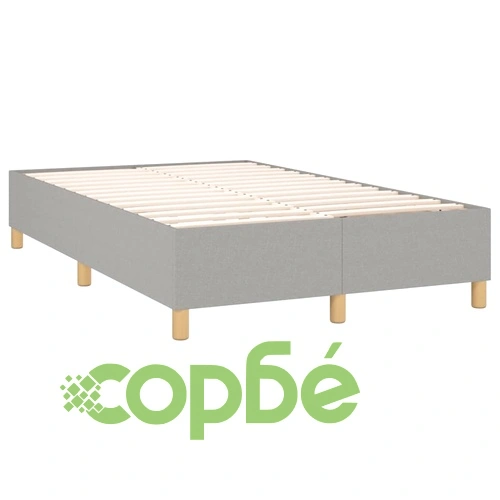 Боксспринг легло с матрак и LED, светлосиво, 120x200 см, плат ➤ топ цена ➤ sorbe.bg