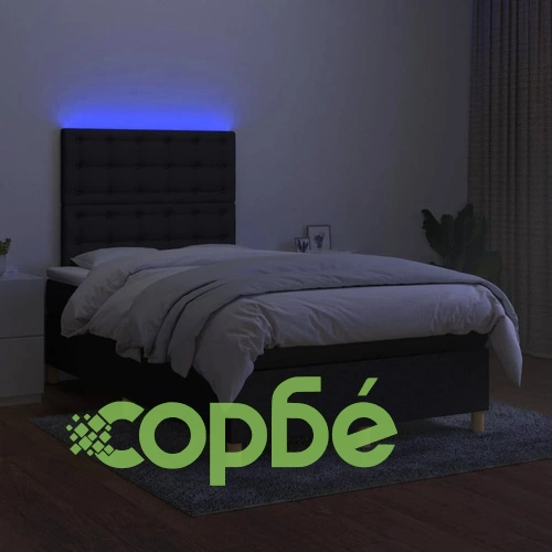 Боксспринг легло с матрак и LED, черно, 120x200 см, плат ➤ топ цена ➤ sorbe.bg