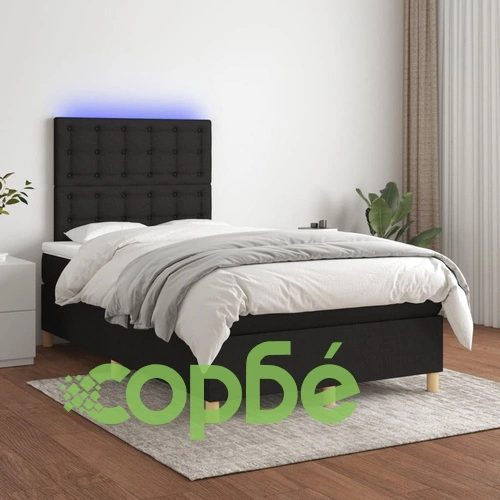 Боксспринг легло с матрак и LED, черно, 120x200 см, плат ➤ топ цена ➤ sorbe.bg