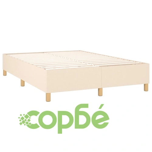 Боксспринг легло с матрак и LED, кремаво, 140x190 см, плат ➤ топ цена ➤ sorbe.bg