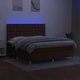 Боксспринг легло с матрак и LED, тъмнокафяво, 160x200 см, плат