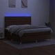 Боксспринг легло с матрак и LED, тъмнокафяво, 180x200 см, плат