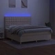 Боксспринг легло с матрак и LED, кремаво, 180x200 см, плат