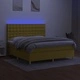 Боксспринг легло с матрак и LED, зелено, 180x200 см, плат