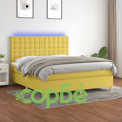 Боксспринг легло с матрак и LED, зелено, 180x200 см, плат ➤ топ цена ➤ sorbe.bg