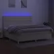 Боксспринг легло с матрак и LED, кремава, 200x200 см, плат