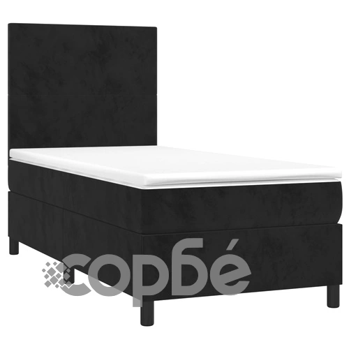 Боксспринг легло с матрак и LED, черно, 90x200 см, кадифе ➤ топ цена ➤ sorbe.bg