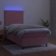 Боксспринг легло с матрак и LED, розово, 90x200 см, кадифе