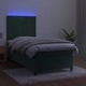 Боксспринг легло с матрак и LED, тъмнозелено, 100x200см, кадифе