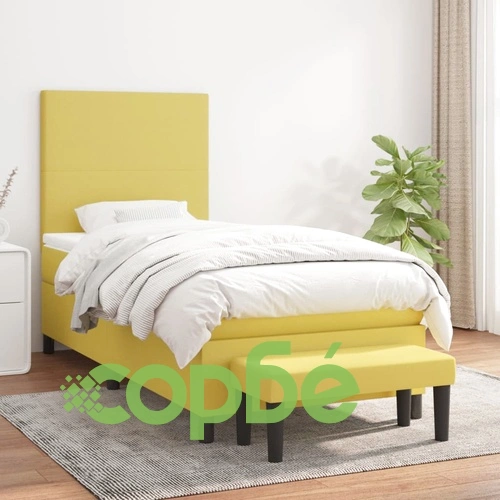 Боксспринг легло с матрак, светлозелен, 100x200 см, плат ➤ топ цена ➤ sorbe.bg