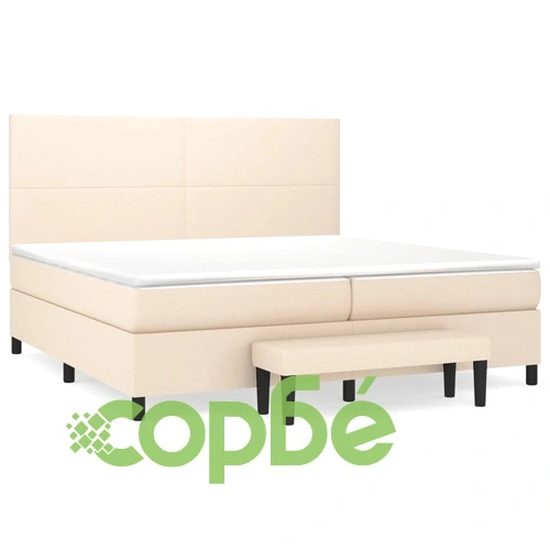 Боксспринг легло с матрак, кремаво, 200x200 см, плат ➤ топ цена ➤ sorbe.bg
