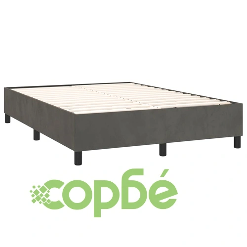 Боксспринг легло с матрак и LED, тъмносиво, 140x190 см, кадифе ➤ топ цена ➤ sorbe.bg